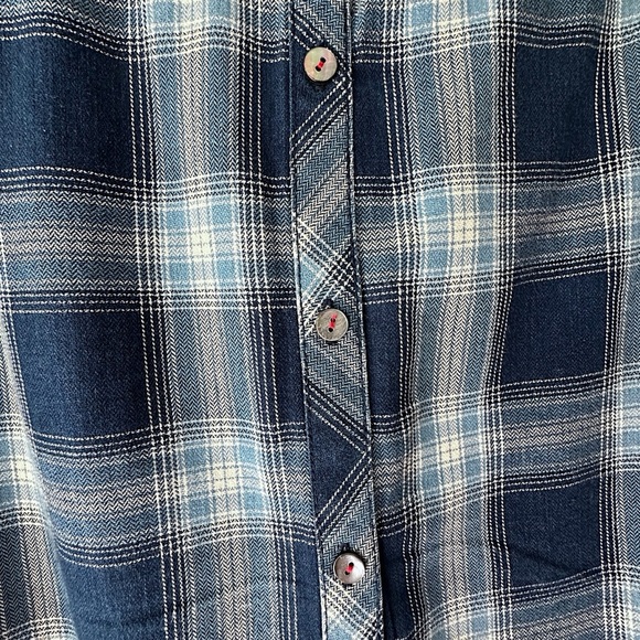 J JILL | NWOT LONG SLEEVE COTTON PLAID TOP BUTTON BACK NAVY BLUE WHITE SIZE: 1X - Picture 11 of 15